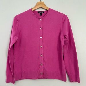 Lands' End classic, crewneck Fuchsia Cardigan Sweater XS/P